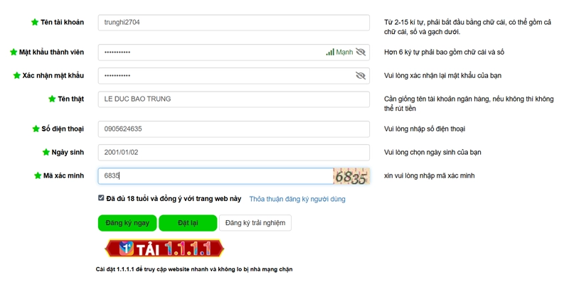 Đăng Ký Good88 - Cách Tạo Tài Khoản Trên PC Và Điện Thoại 12 Điền đầy đủ thông tin vào form đăng ký Good88