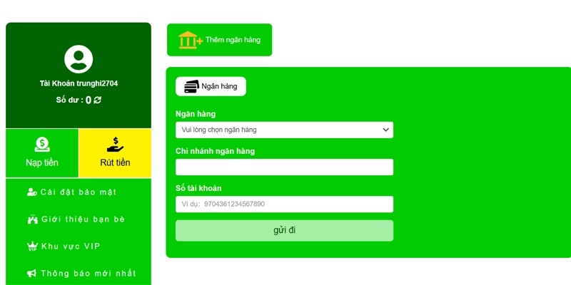 Rút Tiền Good88 - Chi Tiết 03 Bước Giao Dịch Nhanh Chóng 7 Thêm thông tin ngân hàng để rút tiền good88